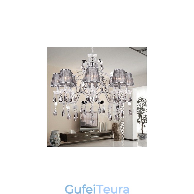 8 נברשת בסגנון נר קריסטל אפור בהיר K9