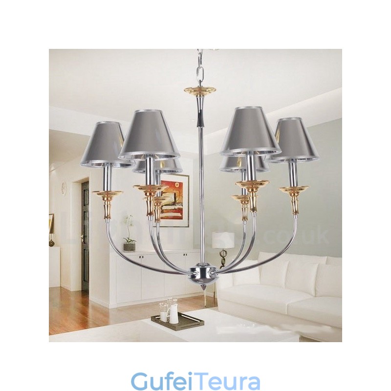 6 אור מודרני עכשווי כרום נברשת בסגנון נר