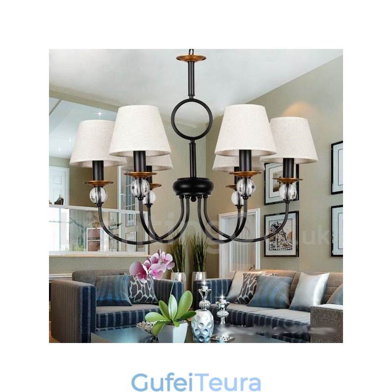 6 אור כפרי רטרו שחור בסגנון ים תיכוני נברשת בסגנון נר עכשווי