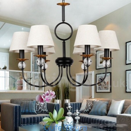 6 אור כפרי רטרו שחור בסגנון ים תיכוני נברשת בסגנון נר עכשווי