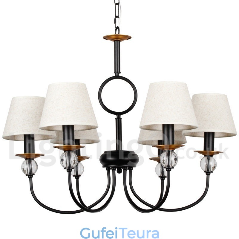 6 אור כפרי רטרו שחור בסגנון ים תיכוני נברשת בסגנון נר עכשווי