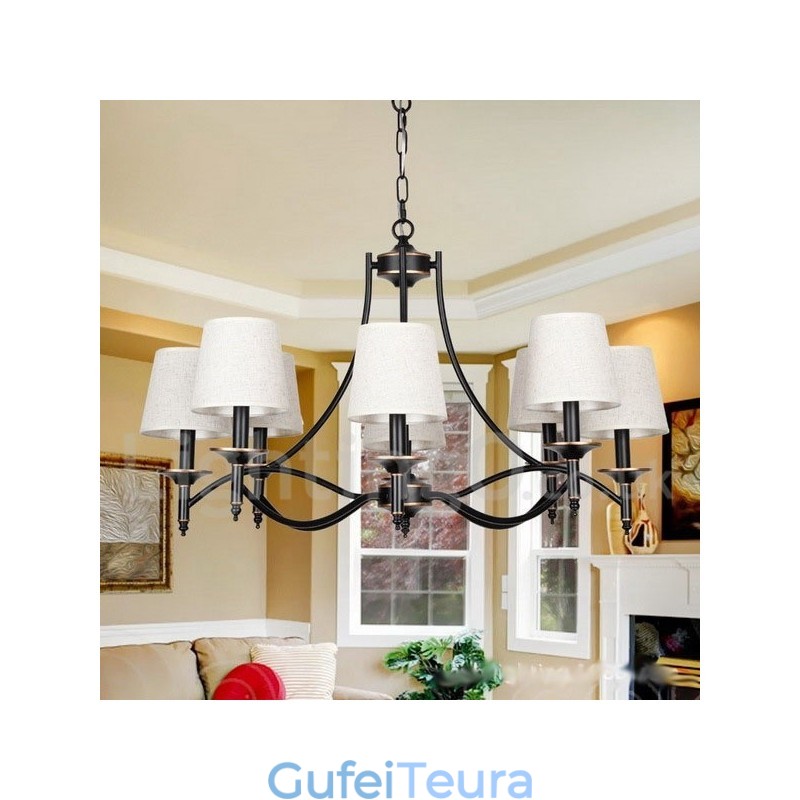 8 אור רטרו כפרי שחור נברשת בסגנון נר עכשווי