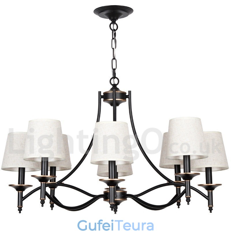 8 אור רטרו כפרי שחור נברשת בסגנון נר עכשווי