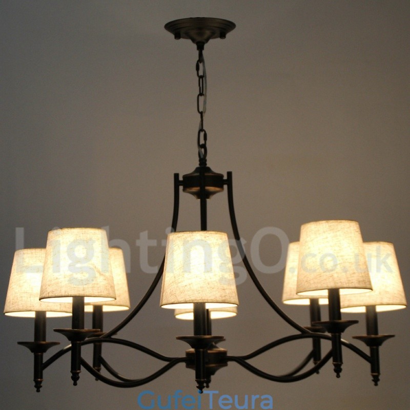 8 אור רטרו כפרי שחור נברשת בסגנון נר עכשווי