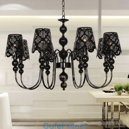 8 אור מודרני עכשווי נברשת בסגנון נר שחור חלול