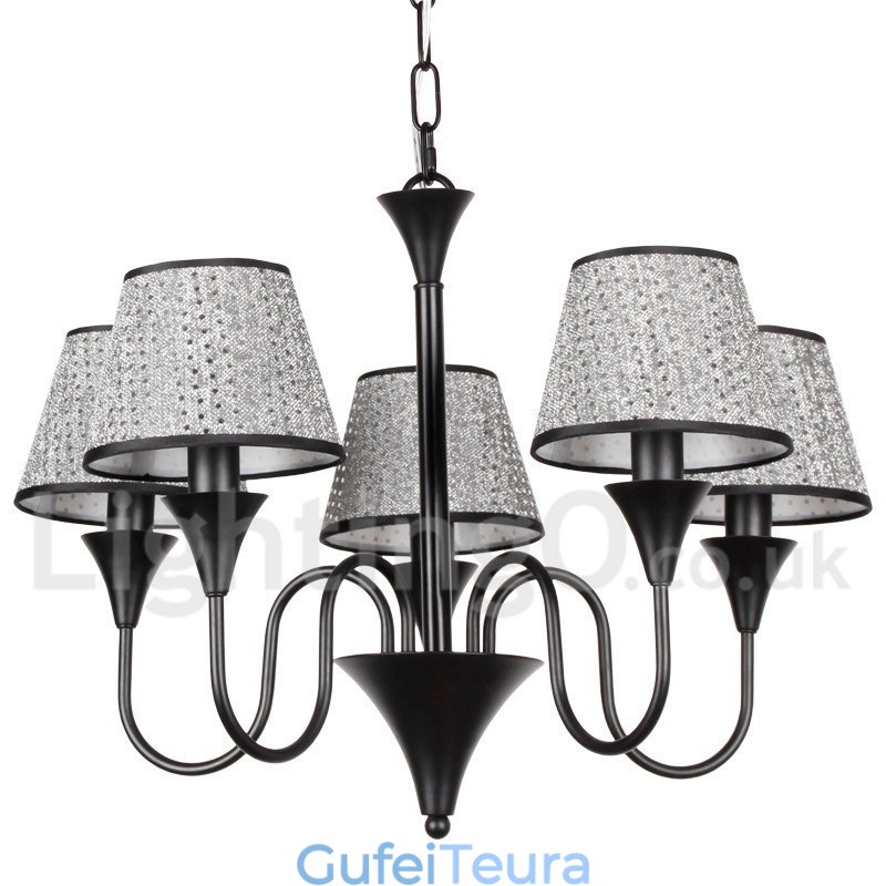 5 אור כפרי מודרני עכשווי רטרו שחור בסגנון נברשת