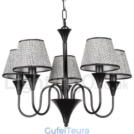 5 אור כפרי מודרני עכשווי רטרו שחור בסגנון נברשת