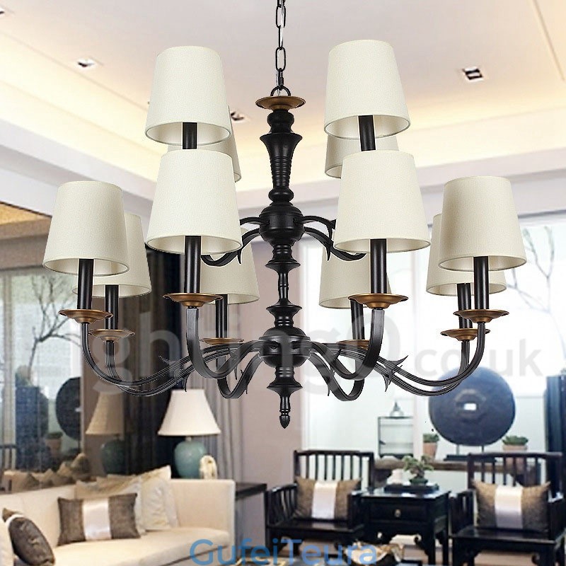 נברשת 12 אור כפרי בסגנון רטרו נר