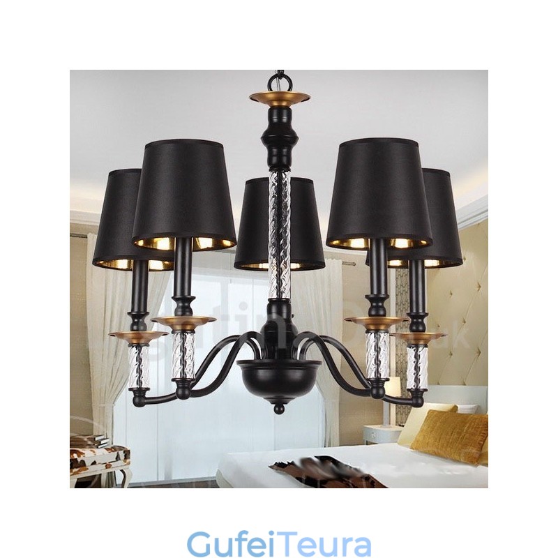 5 נברשת בסגנון רטרו שחור בהיר