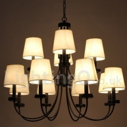 12 אור רטרו עכשווי 2 שכבות נברשת שחורה בסגנון נר