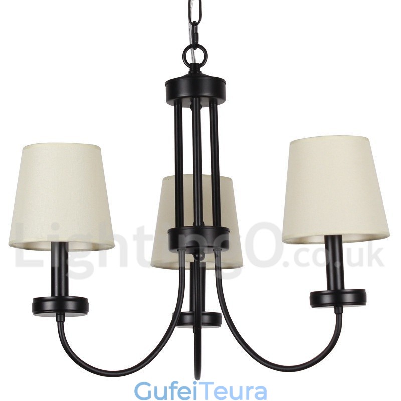 נברשת 3 אור רטרו עכשווי שחור בסגנון נר