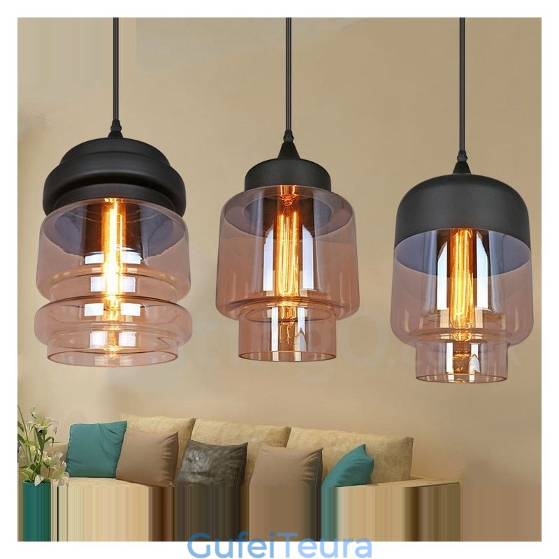 אור תליון זכוכית כפרי מנורת תליון טרקלין אירופאית