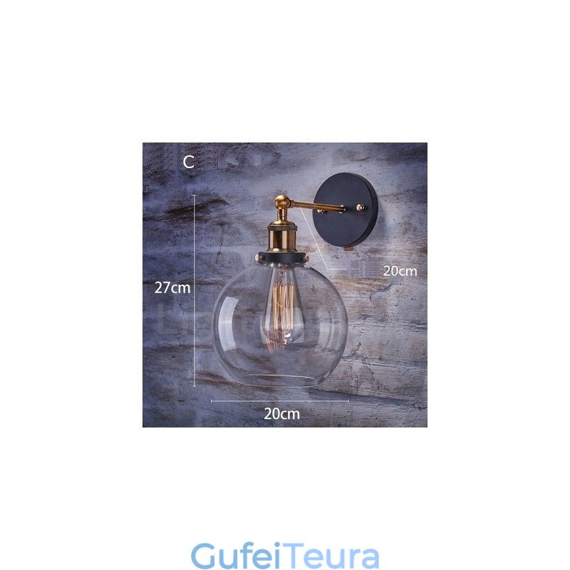 1 אור קיר כפרי לודג' חדר שינה עם הצללה זכוכית