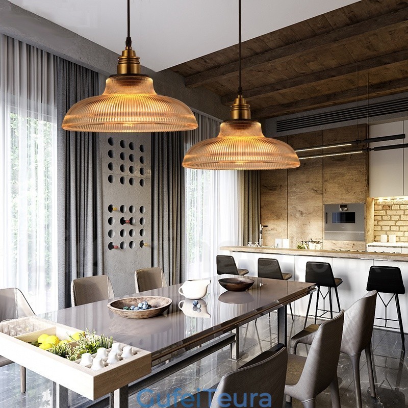 1 אור תליון זכוכית וינטג' בהיר