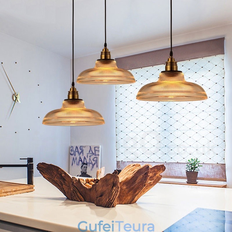 1 אור תליון זכוכית וינטג' בהיר