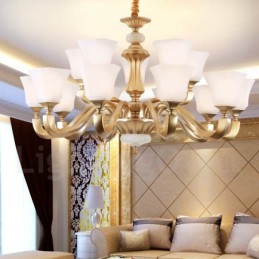 15 נברשת כפרית מסורתית רטרו בהיר עם גוון זכוכית