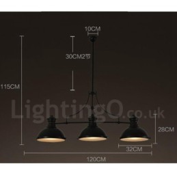 3 אור תליון פלדה כפרית רטרו עם גוון פלדה