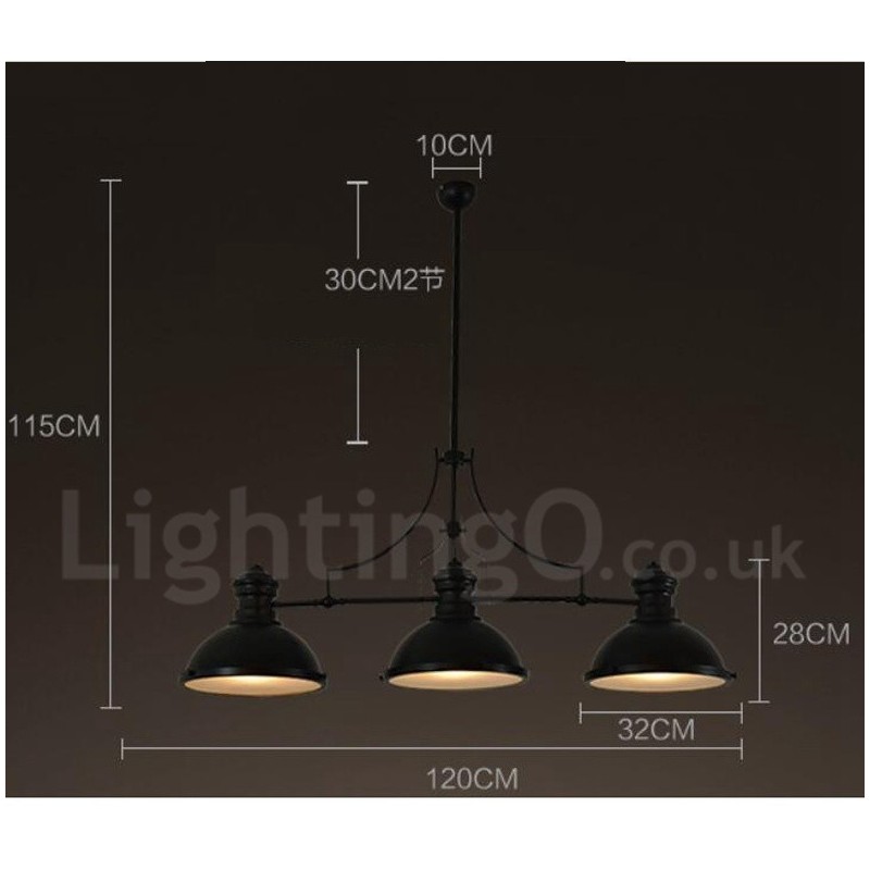 3 אור תליון פלדה כפרית רטרו עם גוון פלדה