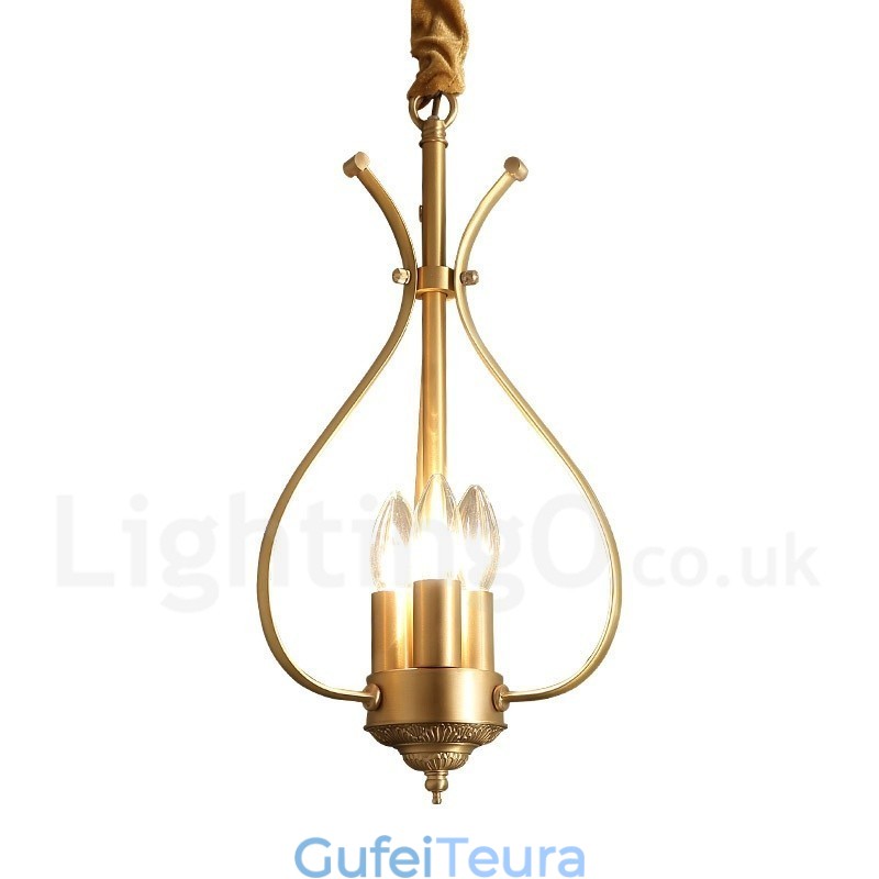 4 אור רטרו כפרי יוקרה פליז נברשת תליון מנורת