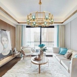 נברשת תליון מנורת פליז רטרו כפרי יוקרתי רטרו 6 אור עם גוון זכוכית