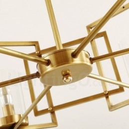 נברשת תליון מנורת פליז רטרו כפרי יוקרתי רטרו 6 אור עם גוון זכוכית