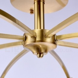 8 אור רטרו כפרי יוקרה נברשת תליון פליז עם גוון זכוכית