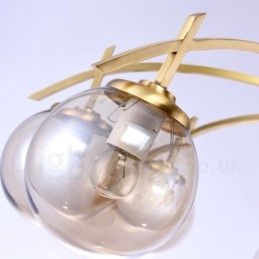 8 אור רטרו כפרי יוקרה נברשת תליון פליז עם גוון זכוכית