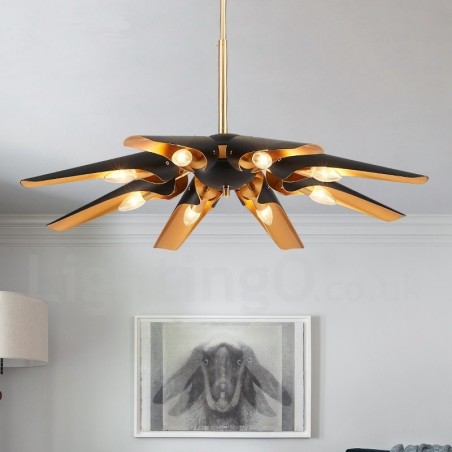 8 אור רטרו כפרי יוקרה סגסוגת אלומיניום נברשת תליון מנורת עם גוון מסגסוגת אלומיניום