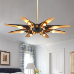 8 אור רטרו כפרי יוקרה סגסוגת אלומיניום נברשת תליון מנורת עם גוון מסגסוגת אלומיניום