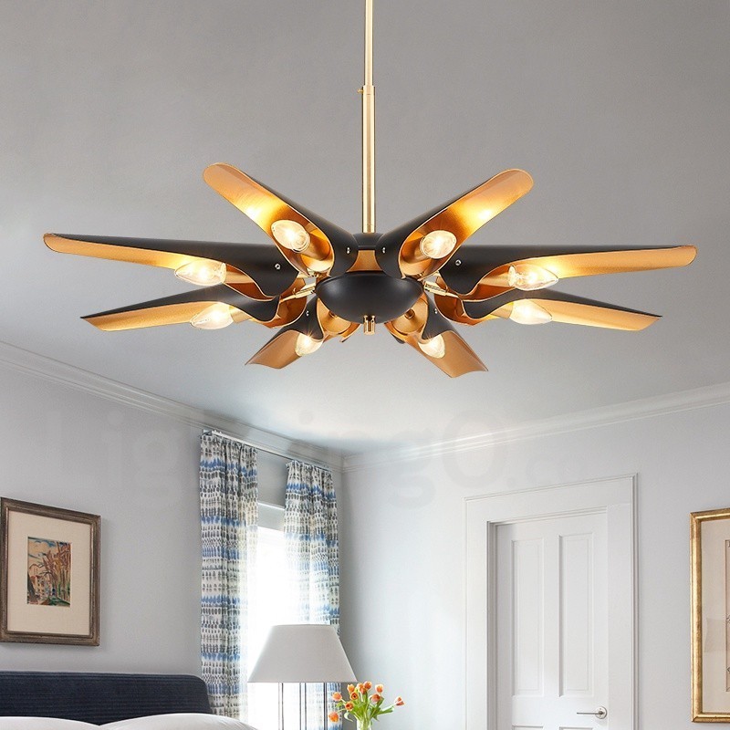 8 אור רטרו כפרי יוקרה סגסוגת אלומיניום נברשת תליון מנורת עם גוון מסגסוגת אלומיניום