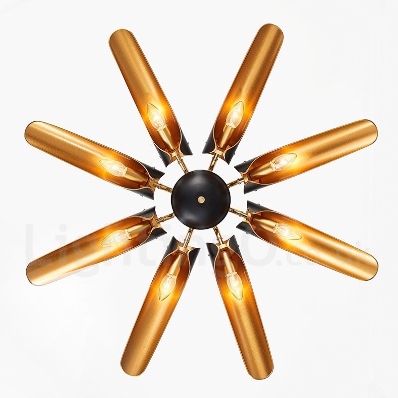 8 אור רטרו כפרי יוקרה סגסוגת אלומיניום נברשת תליון מנורת עם גוון מסגסוגת אלומיניום