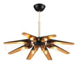 8 אור רטרו כפרי יוקרה סגסוגת אלומיניום נברשת תליון מנורת עם גוון מסגסוגת אלומיניום