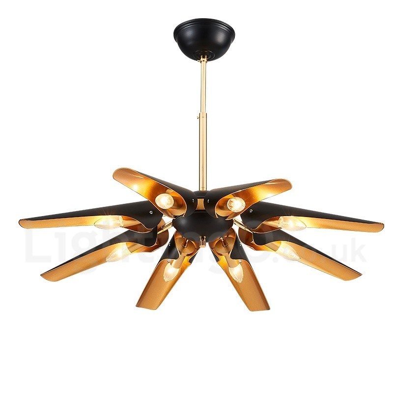 8 אור רטרו כפרי יוקרה סגסוגת אלומיניום נברשת תליון מנורת עם גוון מסגסוגת אלומיניום