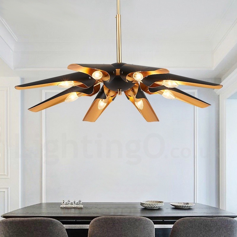 8 אור רטרו כפרי יוקרה סגסוגת אלומיניום נברשת תליון מנורת עם גוון מסגסוגת אלומיניום