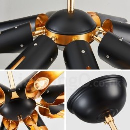 8 אור רטרו כפרי יוקרה סגסוגת אלומיניום נברשת תליון מנורת עם גוון מסגסוגת אלומיניום