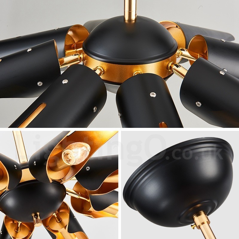 8 אור רטרו כפרי יוקרה סגסוגת אלומיניום נברשת תליון מנורת עם גוון מסגסוגת אלומיניום