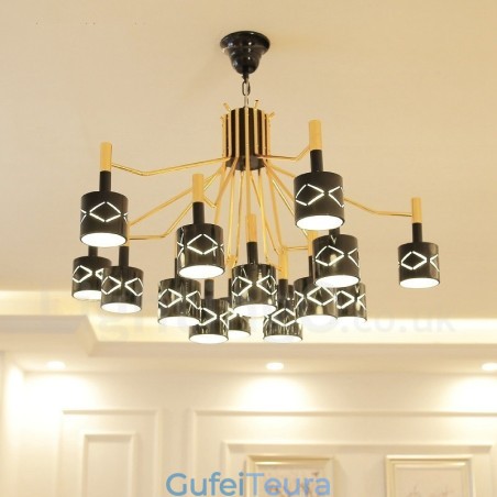 נברשת מודרנית עכשווית 15 פלדה בהירה עם גוון פלדה