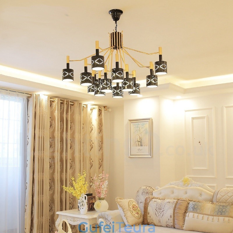 נברשת מודרנית עכשווית 15 פלדה בהירה עם גוון פלדה