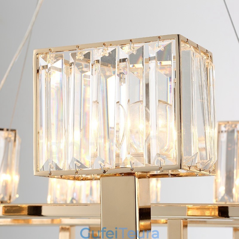 תאורת תליון פלדה מודרנית מודרנית 6 אור עם גוון קריסטל