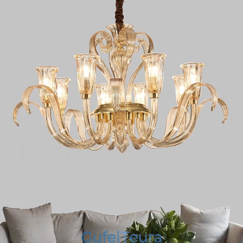 מודרני עכשווי 8 נברשת זכוכית בהירה עם גוון זכוכית