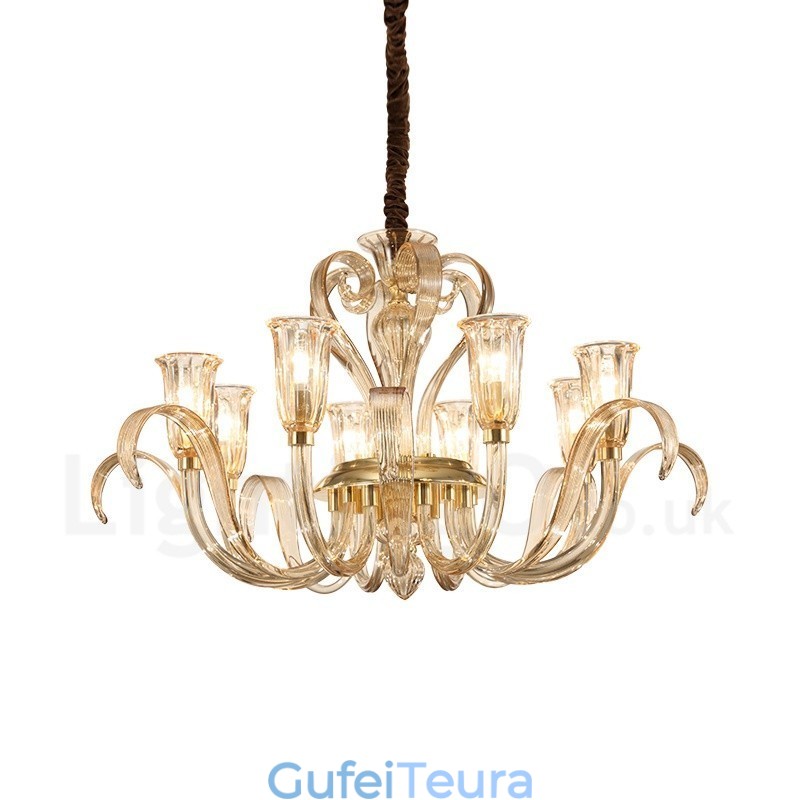 מודרני עכשווי 8 נברשת זכוכית בהירה עם גוון זכוכית