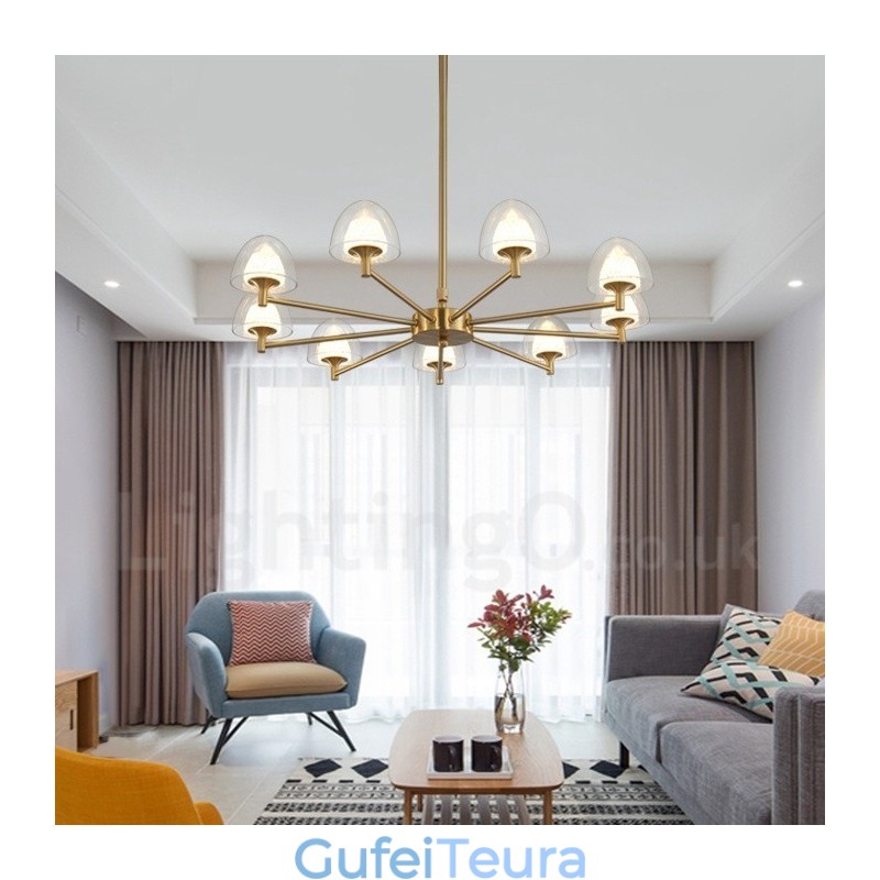 מודרני עכשווי 9 נברשת מתכת קלה עם גוון אקרילי