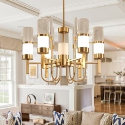 Lodge Rustic Lodge Modern Contemporary 6 נברשת פלדה בהירה עם גוון זכוכית