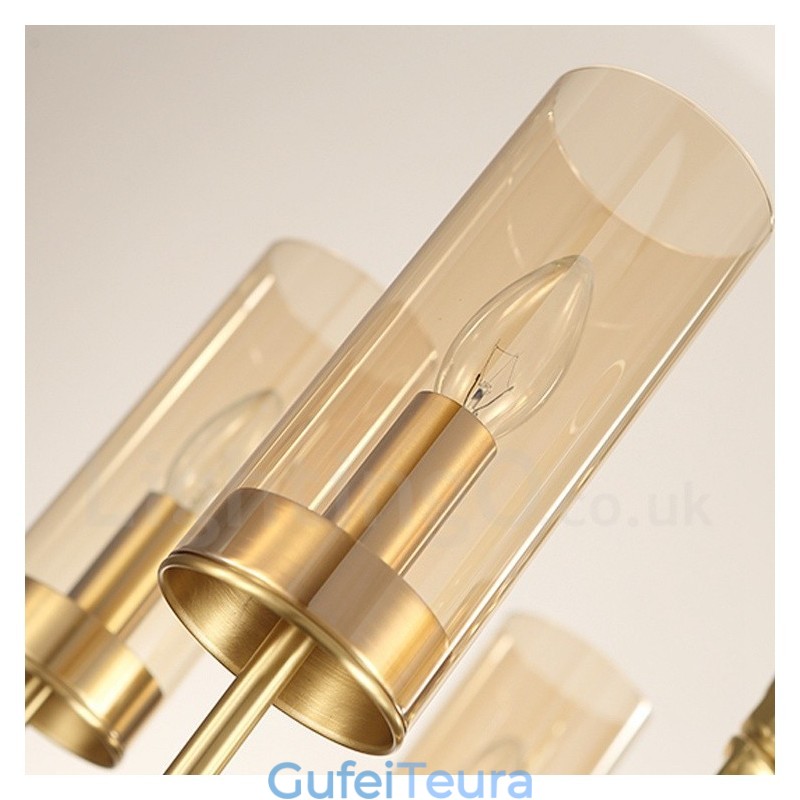 מודרני עכשווי 8 נברשת פליז בהירה עם גוון זכוכית