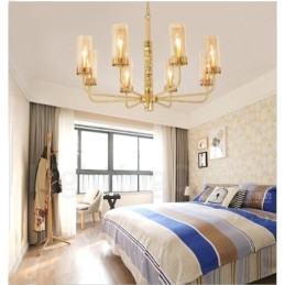 מודרני עכשווי 8 נברשת פליז בהירה עם גוון זכוכית