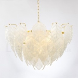 תאורת תליון פלדה מודרנית עכשווית עם 4 אור עם גוון זכוכית