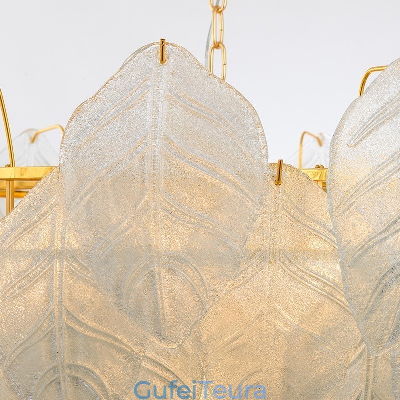 תאורת תליון פלדה מודרנית עכשווית עם 4 אור עם גוון זכוכית