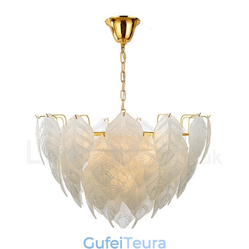 תאורת תליון פלדה מודרנית עכשווית עם 4 אור עם גוון זכוכית