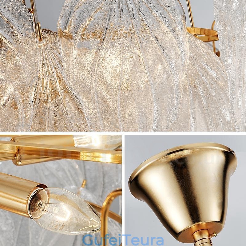 תאורת תליון פלדה מודרנית עכשווית עם 4 אור עם גוון זכוכית