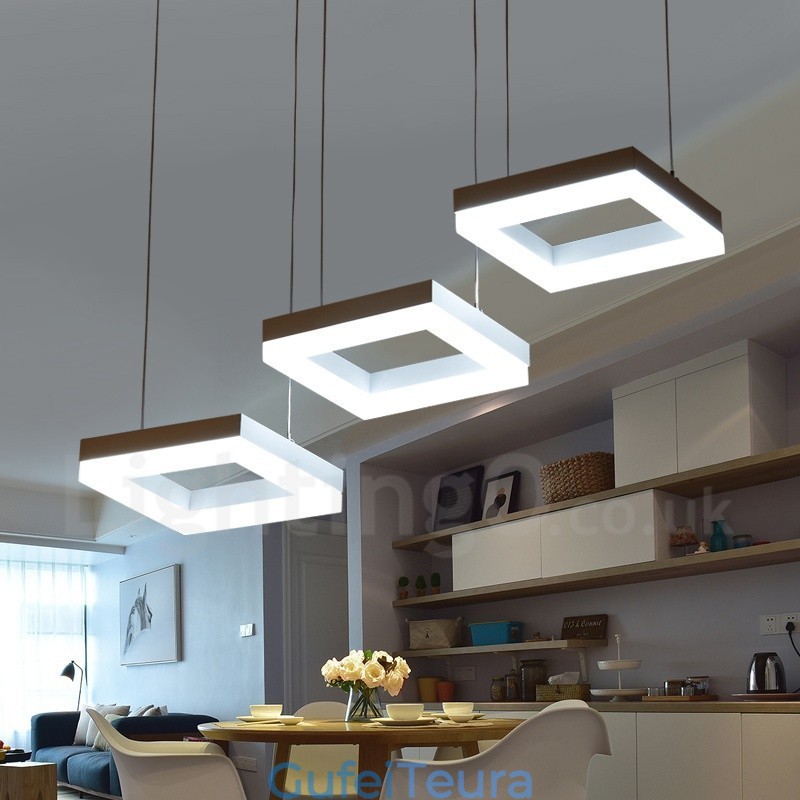 תאורת תליון מסגסוגת אלומיניום מודרנית 3 אור עם גוון אקרילי